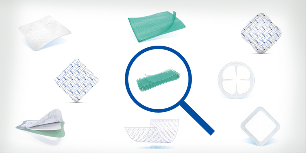 Das Bild zeigt eine Lupe, welche die Produktpalette von Cutimed vergrößert Das Bild zeigt eine Lupe, welche die Produktpalette von Cutimed vergrößert